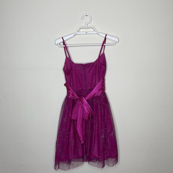 Vtg B. SMART Pink Babydoll Mini HOCO Dress Flower Glitter Mesh Fairy Y2K Sz 3 - Picture 5 of 9